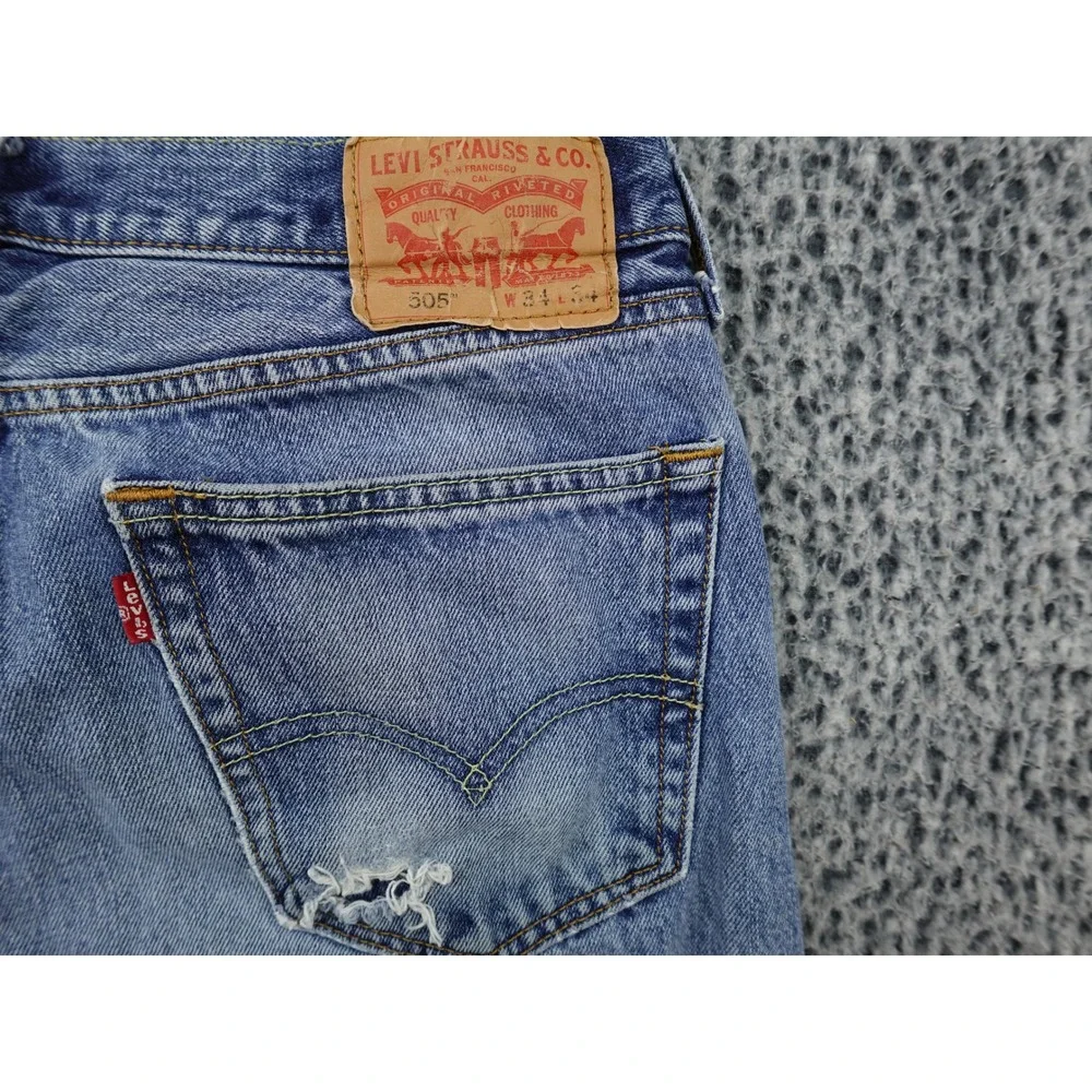 Levi's 505 Regular‎ Fit Jeans Mens 34x34 Blue Good Straight Leg Denim 00505-4886